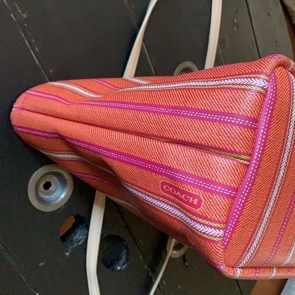 Coach Legacy Weekend Ticking Stripe PVC Zip Tote - Picture 14 of 16